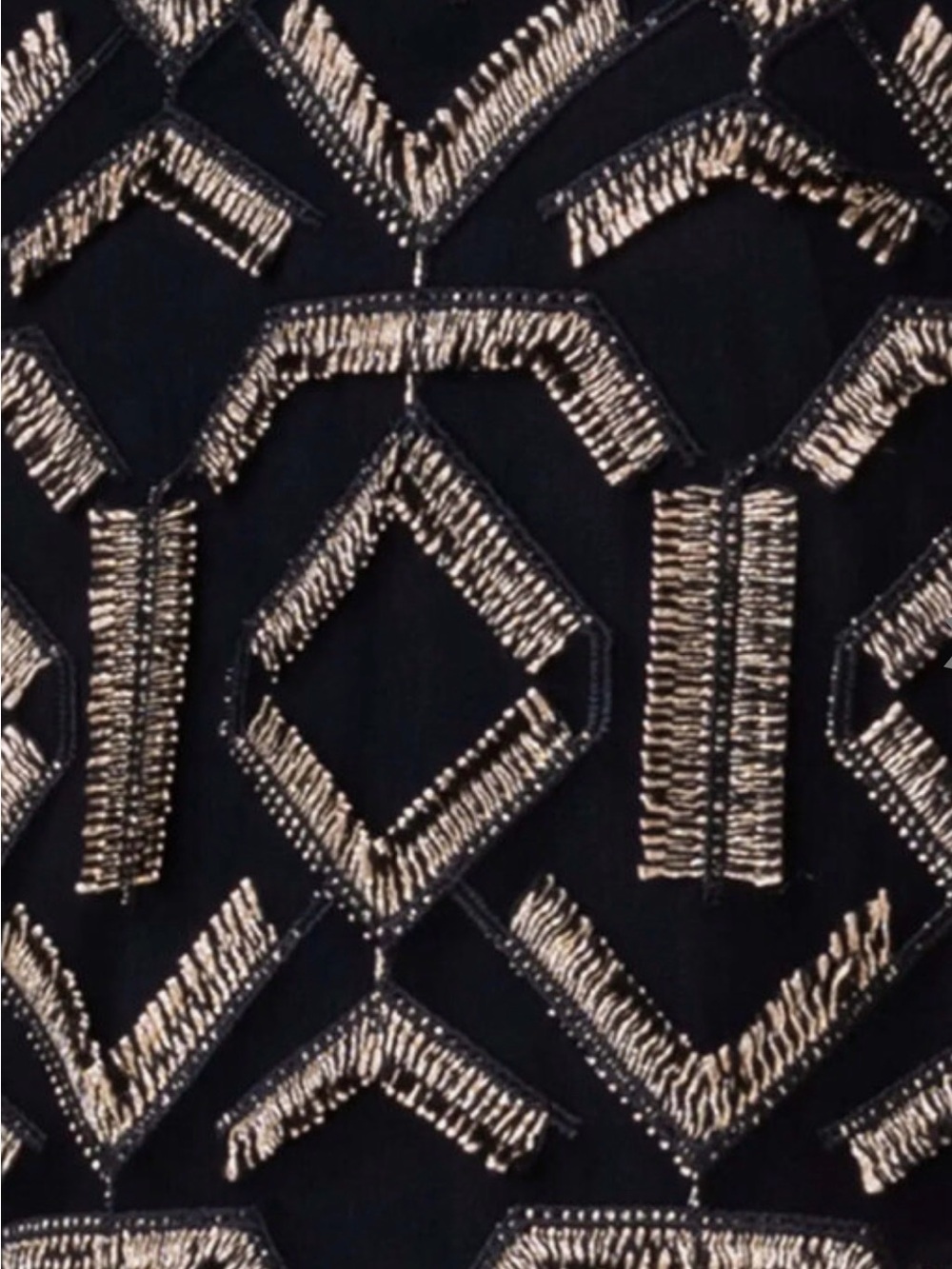 Akris Punto Black and Gold Geometric fringe embellished Dress. Tea length - Picture 6 of 9